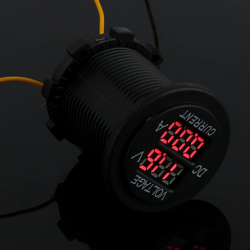 Voltmetro digitale a LED 12 a 24 V, amperometro digitale 2 in 1, tester di corrente e tester di tensione, display digitale a LED rosso, per auto, moto, camion, barche marine