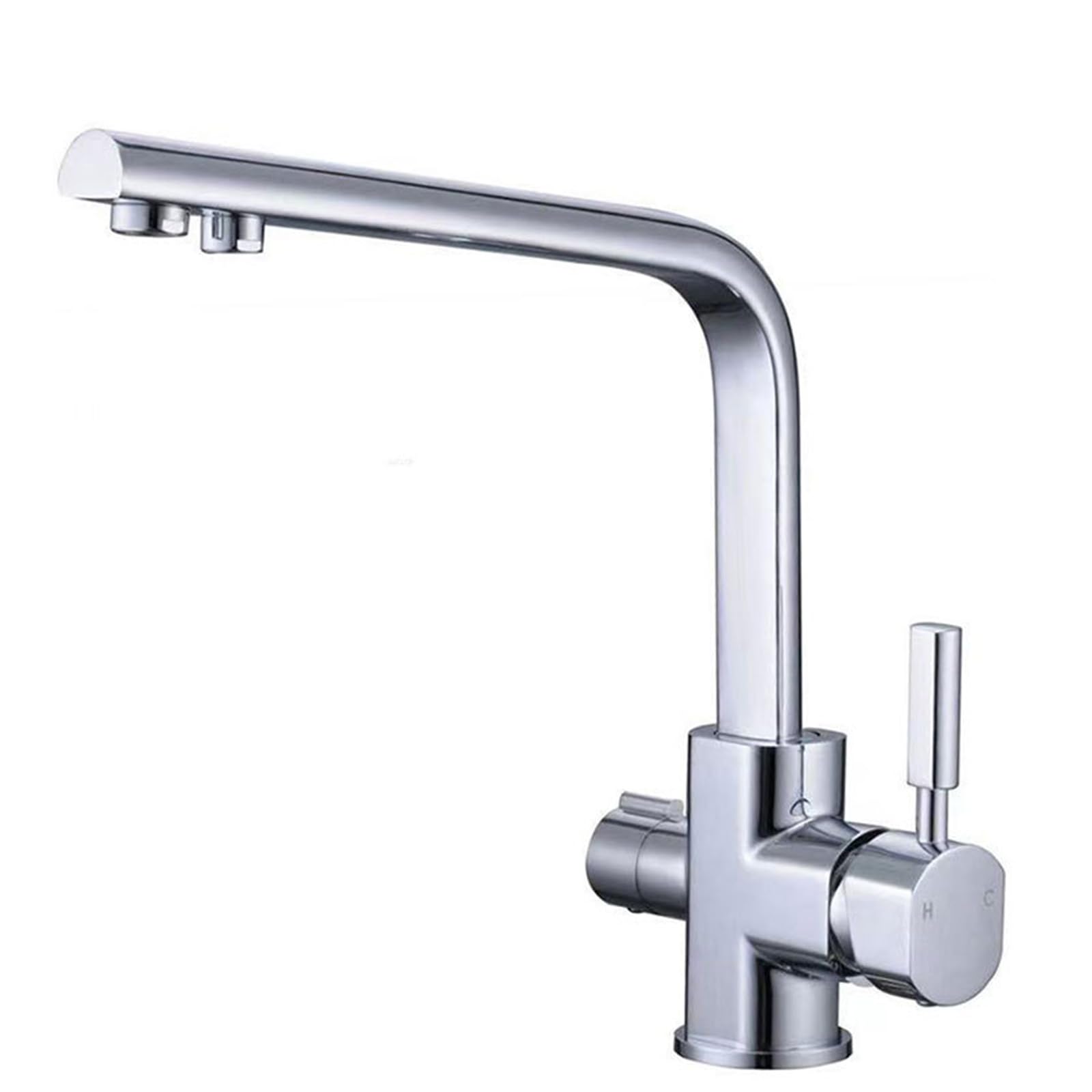 3 Way Kitchen Mixer Tap Taps Swivel Brass 2 Handles-Chrome Plated