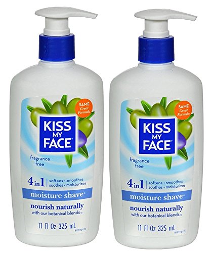 Kiss My Face Fragrance Free Shaving Cream (Pack of 2) With Lime Fruit Extract, Aloe Vera and Vitamin E, 11 fl. oz.