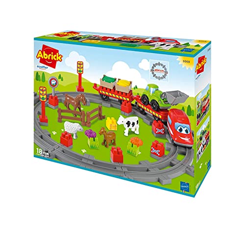 Jouets Ecoiffier -3068 - Train de campagne Abrick – Jeu de construction pour enfants – Dès 18 mois – Fabriqué en France