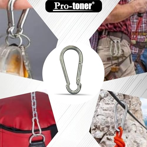 Image of Protoner Wall Mount Hook with Mounting Plate, Heavy-Duty Metal Snap, Black, for Battle Rope, Punching Bag, Hammock, Swing, Set of 2