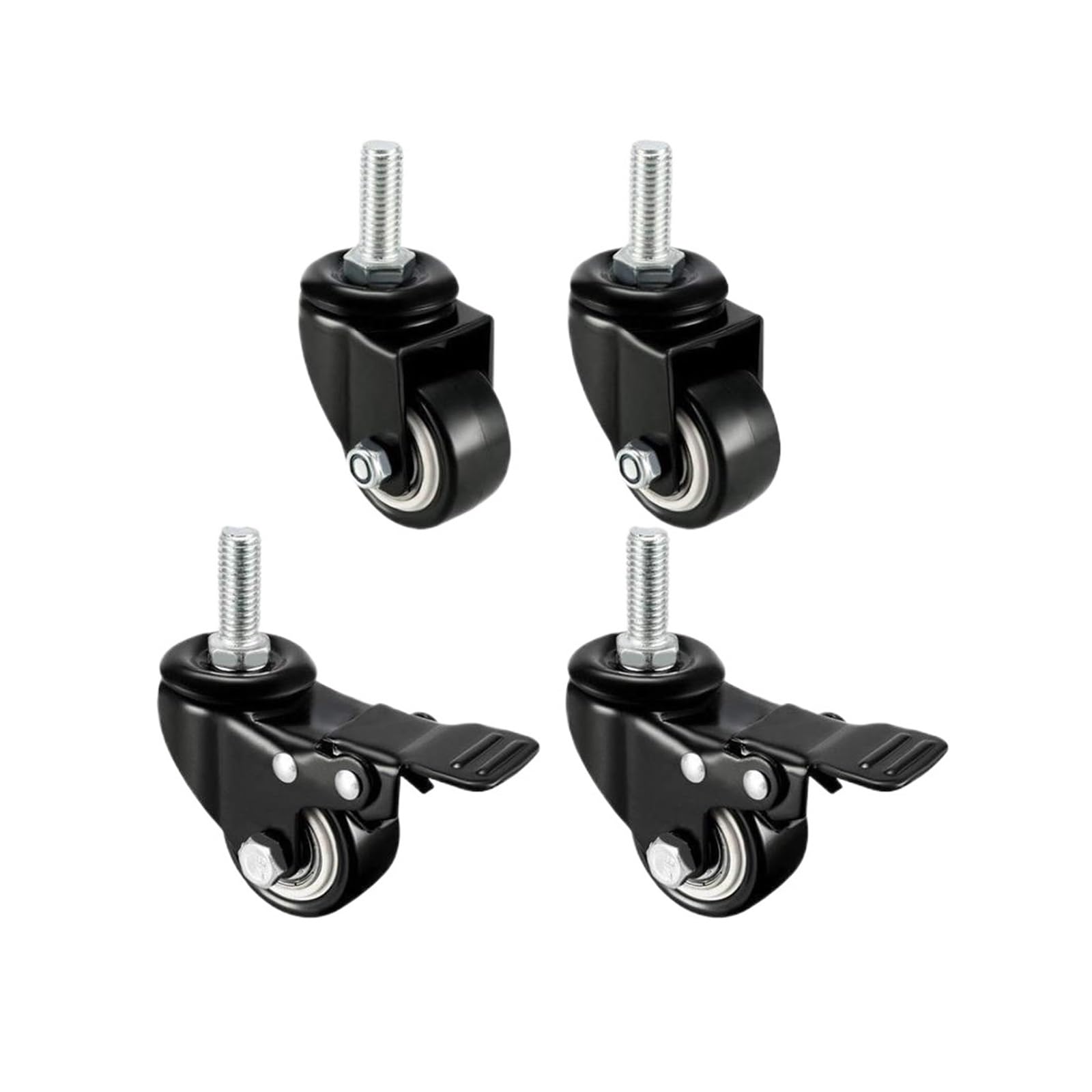 Fhdbekdcldm 2Inch M10 Type 2 4Pcs Swivel Caster Wheels With Brake, M8 M10 Stem, 1.5" 2"