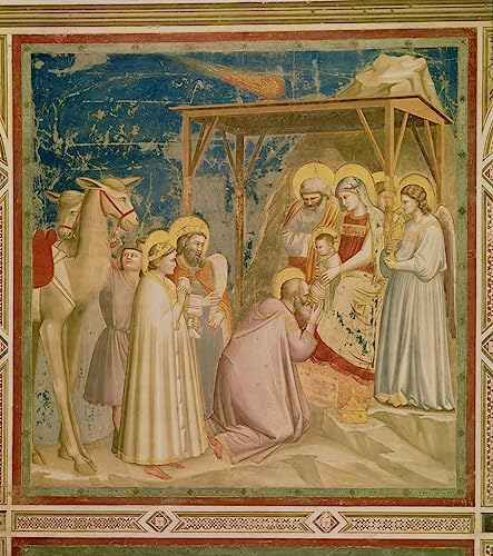 Affiche Toile L'Adoration des Mages de Giotto reproduction d'art portrait pour salon 60x90cm