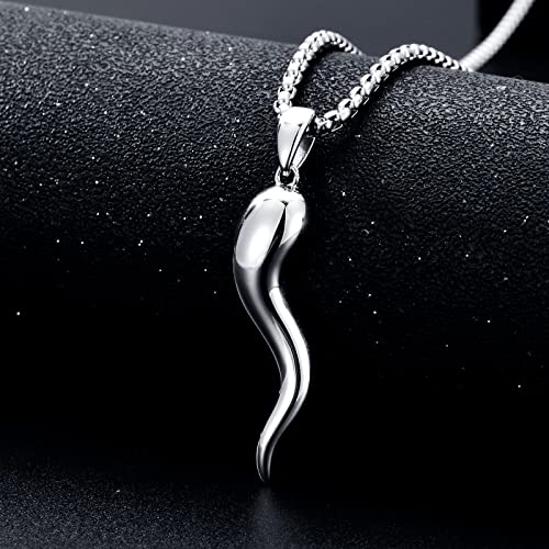 925 Sterling Silver Italian Horn Good Luck Pendant Necklace for Men Women Protects Us Amulet Jewelry Gift for Christmas Valentine's Day, Mother's Day3