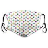 Colorful.Eighties Nineties Style Design with Circles in Different Colors and Doodle Details.Multicolor,Fashion Masks Activated Carbon Filter mask S