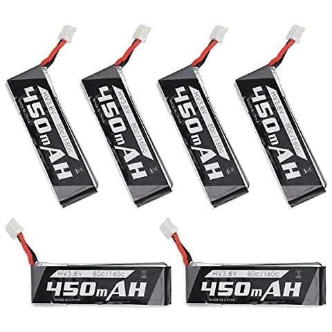 SoloGood 6PCS EMAX 450mAh 1S LiPo Battery 3.8V HV 80C Tinyhawk Whoop HV Batteries PH2.0 for 1S Micro FPV Racing Drone EMAX Quadcopter Cover