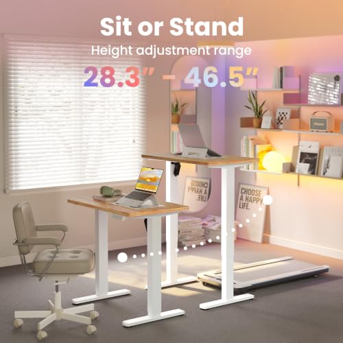 Image of HUANUO 32x19 Inch Small Electric Standing Desk, Adjustable Height