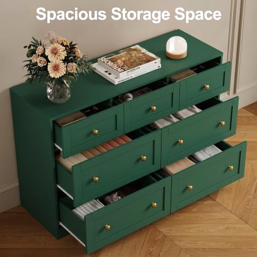 RoyalCraft 7 Drawer Dresser for Bedroom, Green Wood Chest of Drawers - Image 3