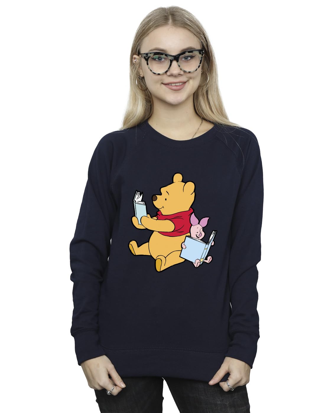 Absolute Cult Women's Navy Blue Disney Winnie The Pooh Reading Sweatshirt XXX-Large
