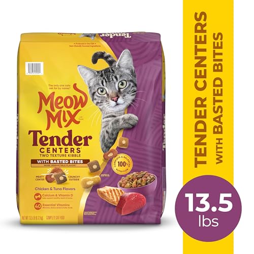 Image of Meow Mix Tender Centers Basted Bites Dry Cat Food, Chicken & Tuna Flavor, 13.5 Pound Bag