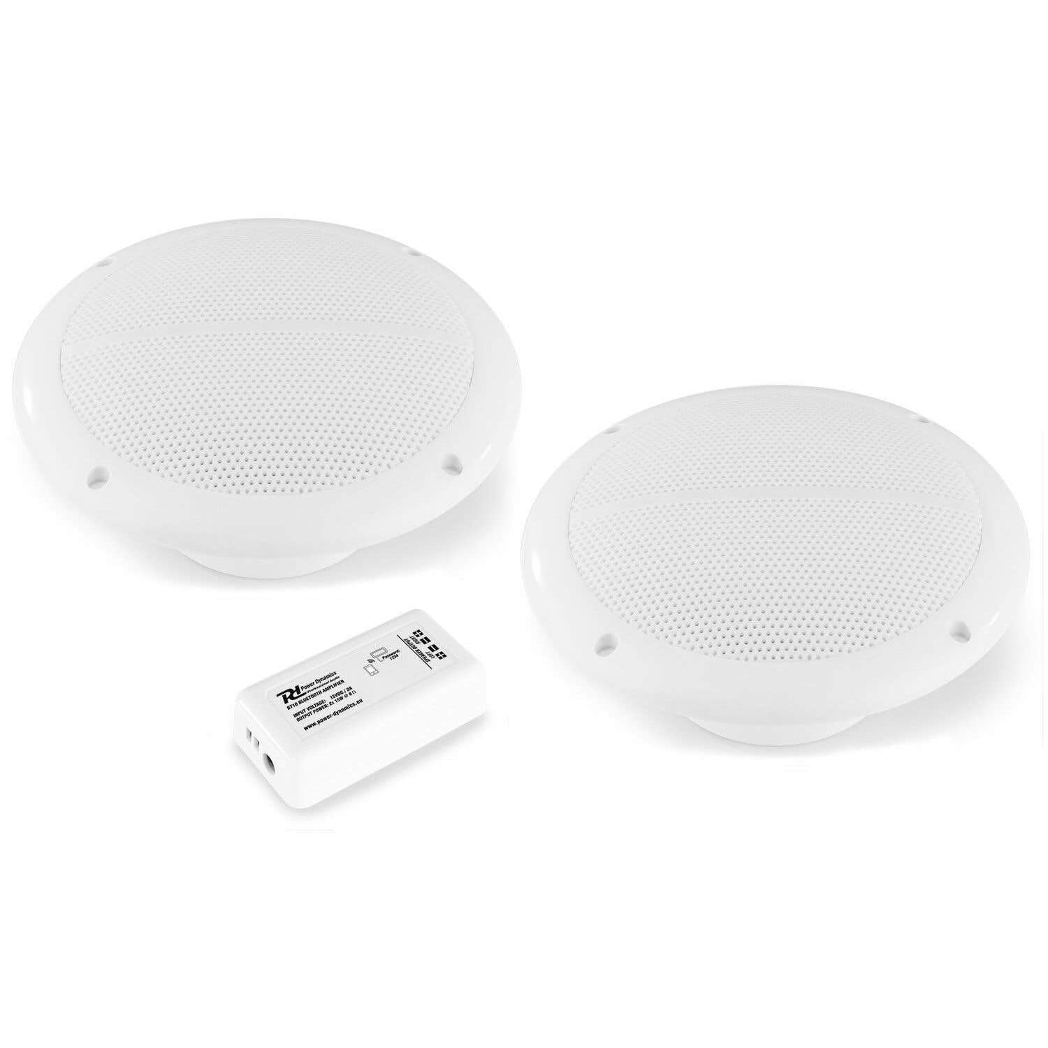 Power Dynamics BT10SET - Set d'Enceintes de Plafond avec Amplificateur Bluetooth, 60 Watts Max, Amplificateur Stéréo Classe D, 2X Haut-Parleurs Encastrable 5"