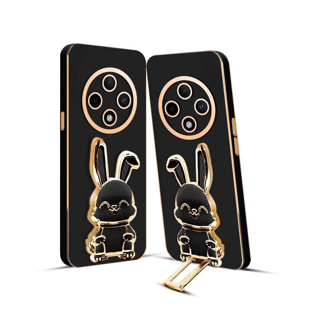 KARWAN®️ 3D Bunny with Folding Stand Back Cover Case Compatible for Oppo F27 Pro | Slim electroplated case | Stand case | Soft TPU | Space Astro Theme | Camera Fusiontection-Black (B0D988CK7K) Amazon Price History, Amazon Price Tracker
