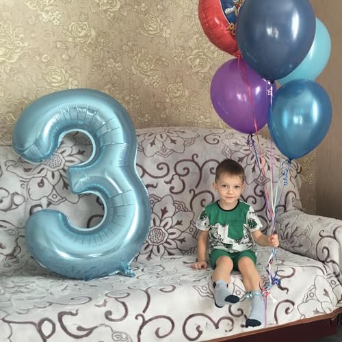 Image of 40 Inch Pastel Blue Number 0 Balloons, Giant Self Inflating Foil Number Balloon 0-9 for Boys, Baby Light Blue Mylar Helium 0 Balloons for Kids Age Birthday Party Decor Anniversary Decorations Supplies