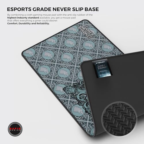 Image of Cybeart | House Stark Gaming Desk Mat (XXL - 900x400x4mm) | Waterproof, Never Slip Base, Stitched Edges, Esports Grade