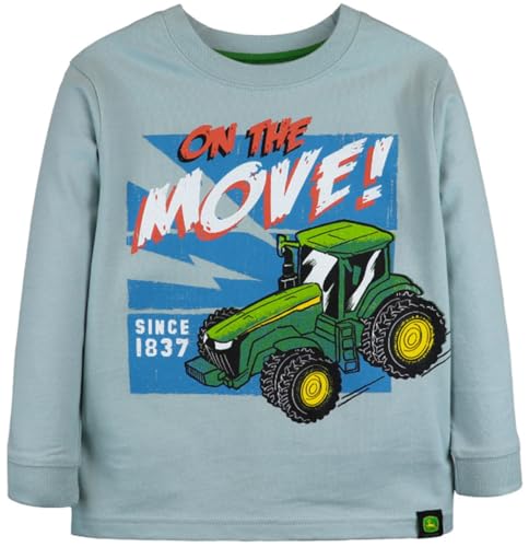 John Deere Blue Toddler Long Sleeve On The Move Tractor T-Shirt Sizes 2T 3T 4T