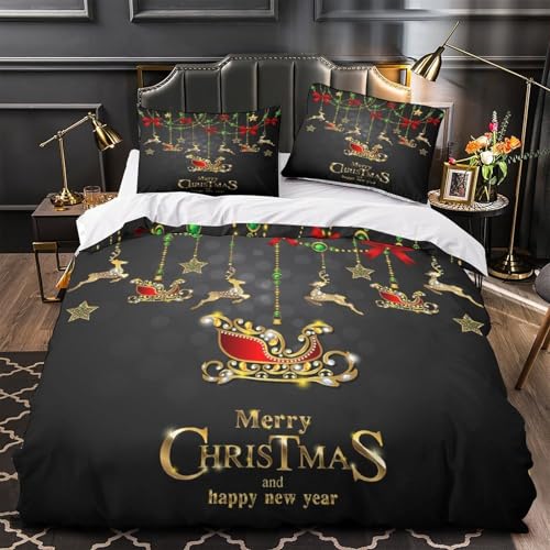 Parure de lit de Noël imprimé 3D housse couette double 200x200
