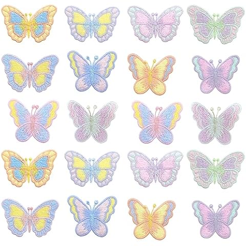 20 PCS Premium Embroidery Butterfly Patches Cover