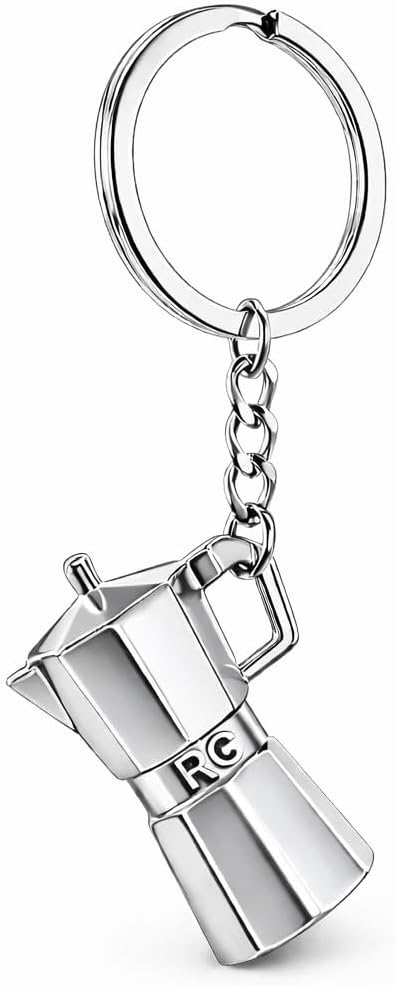 Coffee Keychain – Moka Pot Keychains Bag Charms for Women with Realistic Coffees Accessories Pendant, Cute Key Chains Gifts for Girls, Boys, Friends and Barista