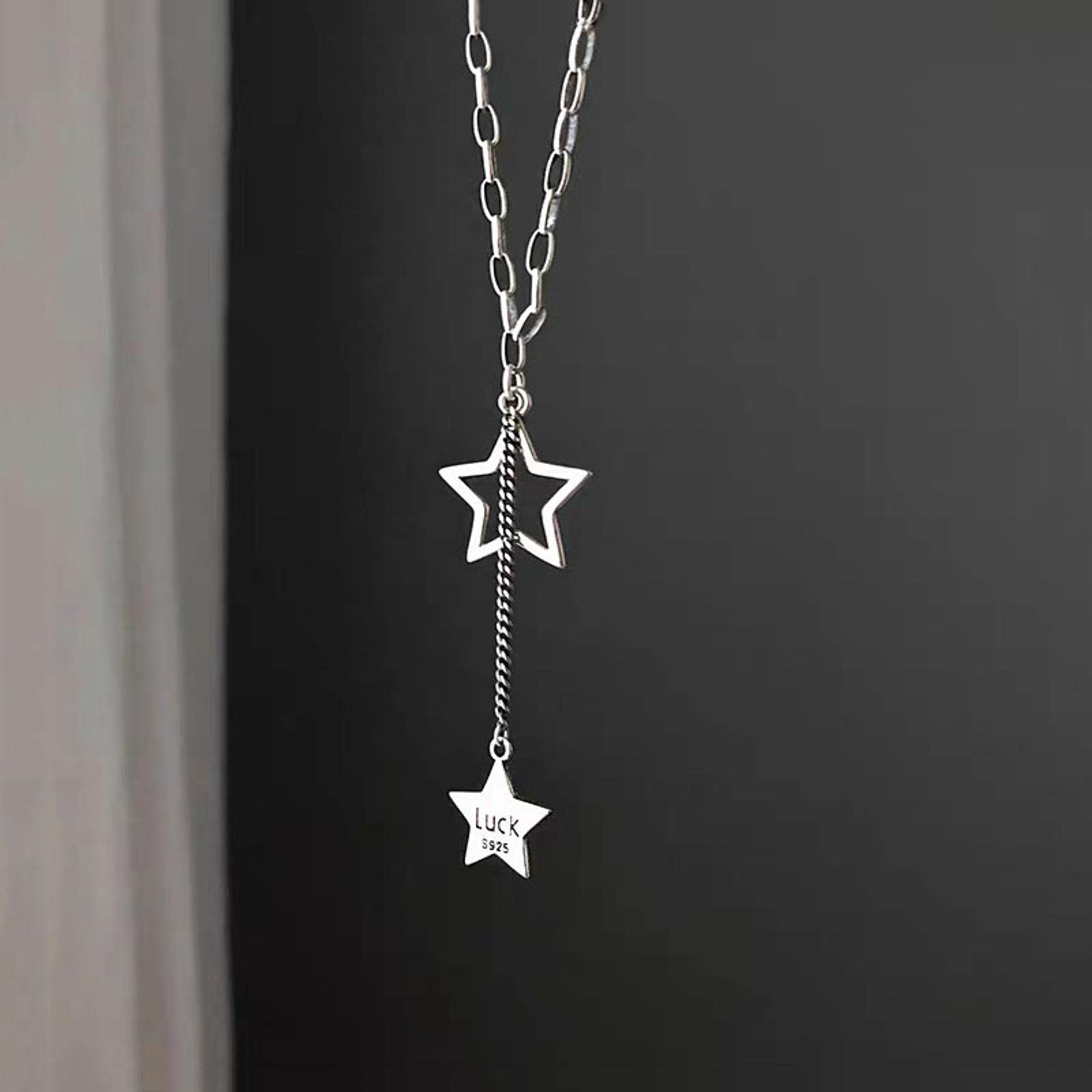 Collier long argent sterling 925 résistant au ternissement