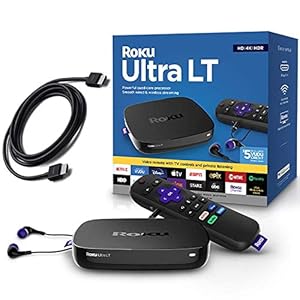 Roku Ultra LT 4K/HDR/HD Streaming Player with Enhanced Voice Remote, Ethernet, MicroSD with Premium 6FT 4K Ready HDMI…