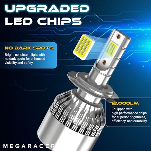 Mega Racer H7 Light Bulb | 500% Brightness | 6000K Diamond White | H7 Bulb | Luz Antiniebla | Fog Lamp Bulb Fog Light Bulbs for Car | Plug and Play | Pack of 2