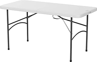 Long Plastic Folding Picnic Table with Stainless Steel Legs 122 cm - White