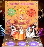 Coralogo Musical Birthday Card with Envelope, Fun Surprise Gift, Meow Song