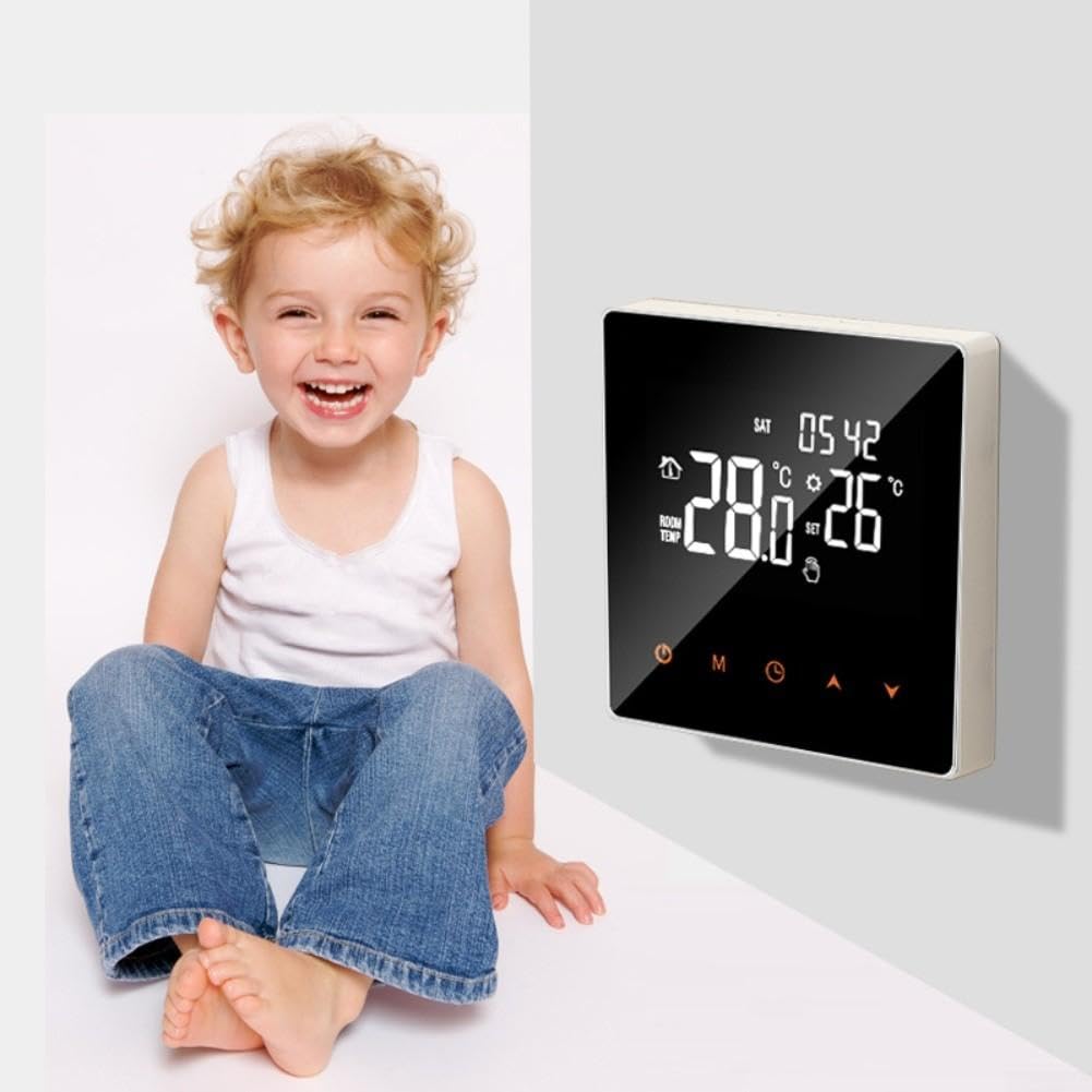 Thermostat Numérique pour tuya pour Chauffage au pour sol - Écran LCD Tactile Rétroéclairé Contrôle Vocal pour alexa Google Home Précision ±1°C 86x86mm(Electric heating)