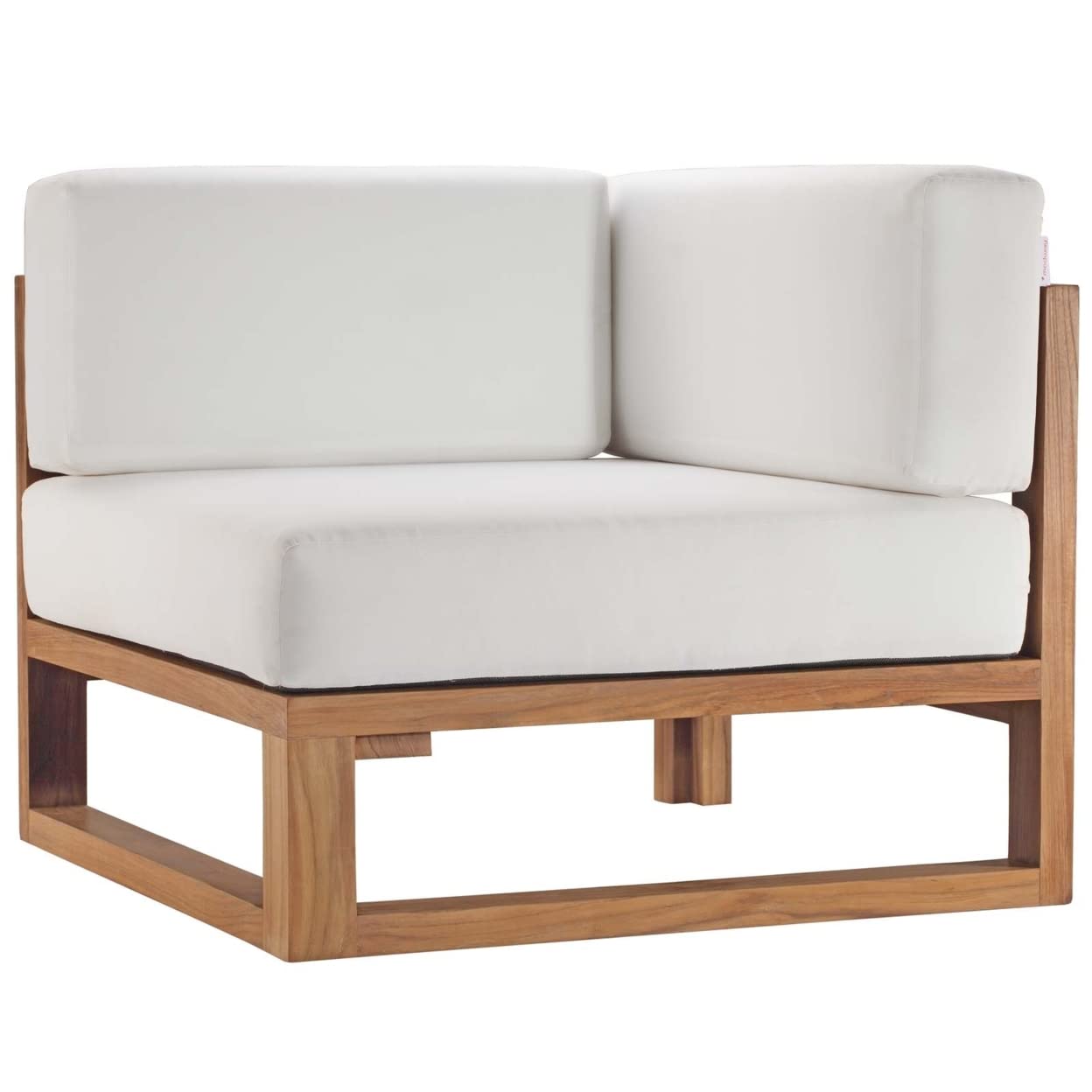 View 1 of ***DAMAGED*** Modway EEI-4126-NAT-WHI Upland Patio Teak Wood Corner Chair, Natural White