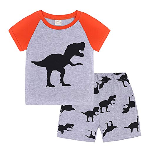 Baby/Toddler Boys Pajamas Summer Short Set 100% Cotton Mermaid Sleepwear Pjs Kids Dinosaur Pajama Clothes Shirts 1-7T Gray