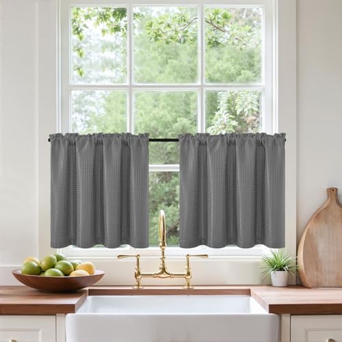 Vanga Waffel Privatsphäre Muster Vorhang für Kurzfenster Einfarbig...