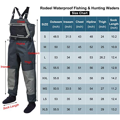 Rodeel Waterproof Fishing & Hunting Waders for Men and Women,Size:M