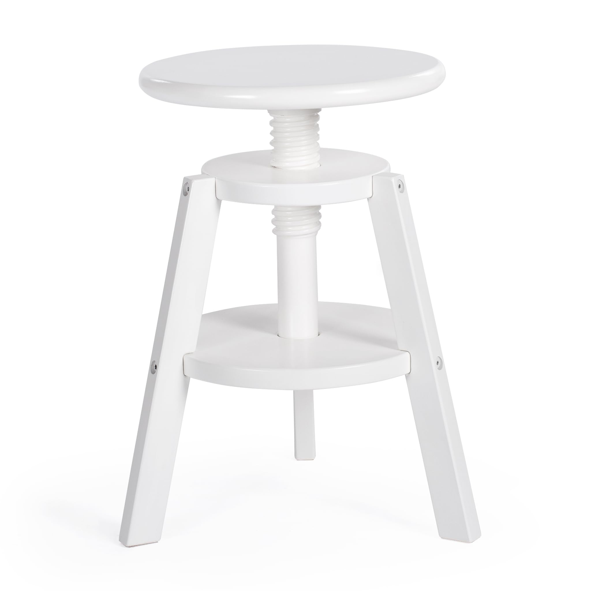 Guidecraft Adjustable Drafting Wooden Stool-White: Drafting Chair for Kids, 16”-18” Inch Toddler Stool for Kids' Art Studio Furniture | Adjustable Height Chair for Drawing, Painting, and Crafting