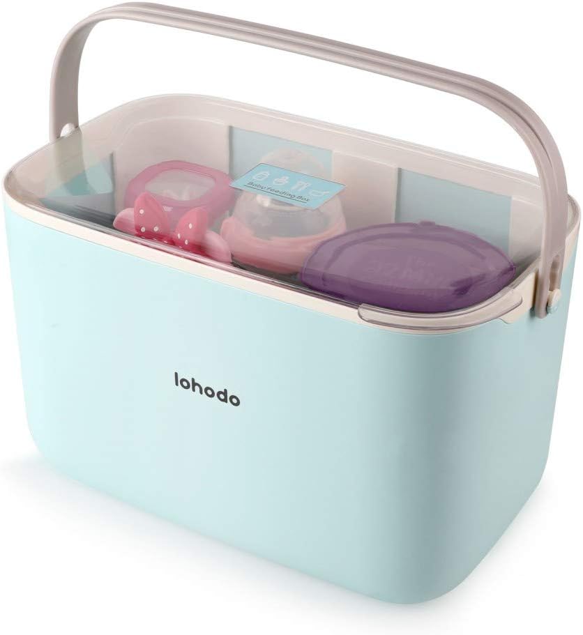 Baby Feeding Bottle Drying Rack with Anti-Dust Cover 12.8L Large Nursing Bottle Storage Box Portable Dinnerware Organizer Drainer Containers with Tree Stand Dryer Space Saving for Home Kitchen Travel