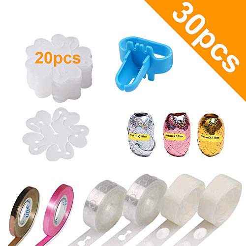 30 Pack Balloon Decorating Strip Kit for Arch Garland Balloon Tape Strip, Tying Tool, Dot Glue, Balloon Flower Clip for Party Wedding Birthday