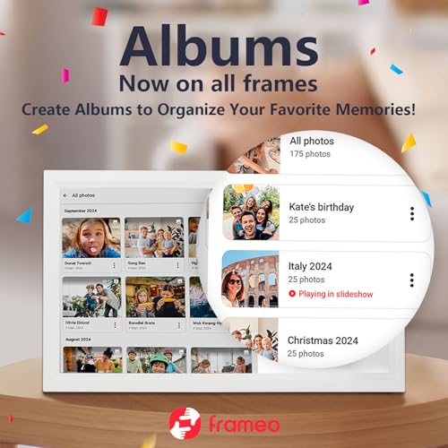 Image of 21.5inch FRAMEO Digital Photo Frame with 1920x1080 FHD IPS LCD Touch Screen, Dual-WiFi Share Moments via Frameo, 32GB Storage, USB Drive /SD Card Extend Storage, Auto-Rotate, Wall Mountable with VESA