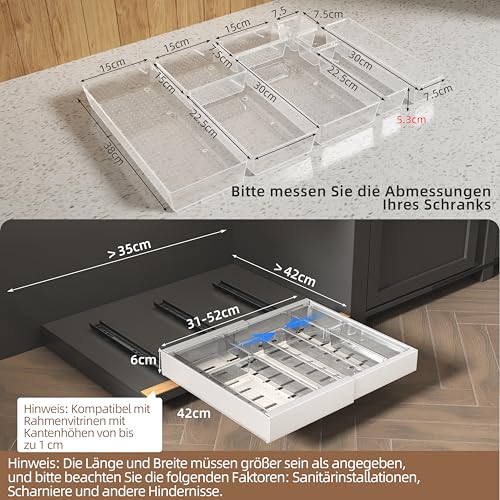 NETEL 2 Stück Teleskopschublade Ohne Bohren,ausziehbare schublade küche – Ansicht 6