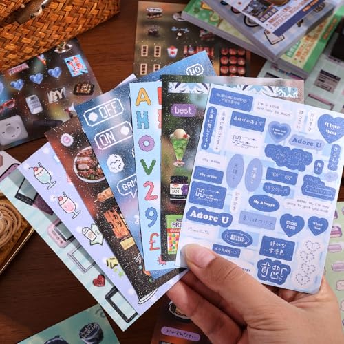 Image of 2PCS Girl's Japanese Retro Sticker Book, Food and Daily Life Theme - 500+ Cute Old Showa Style Foodie Stickers, for DIY Scrapbooking Journaling Handbook Decoration