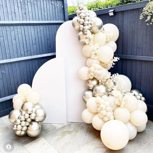 Image of Voircoloria 90pack White Sand Balloons Different Size 18 /12 /10 /5 Inch Sand White Balloon Garland Arch Kit for Wedding, Bridal, Baby Shower, Birthday, Graduation, Anniversary, Bachelorette Decorations