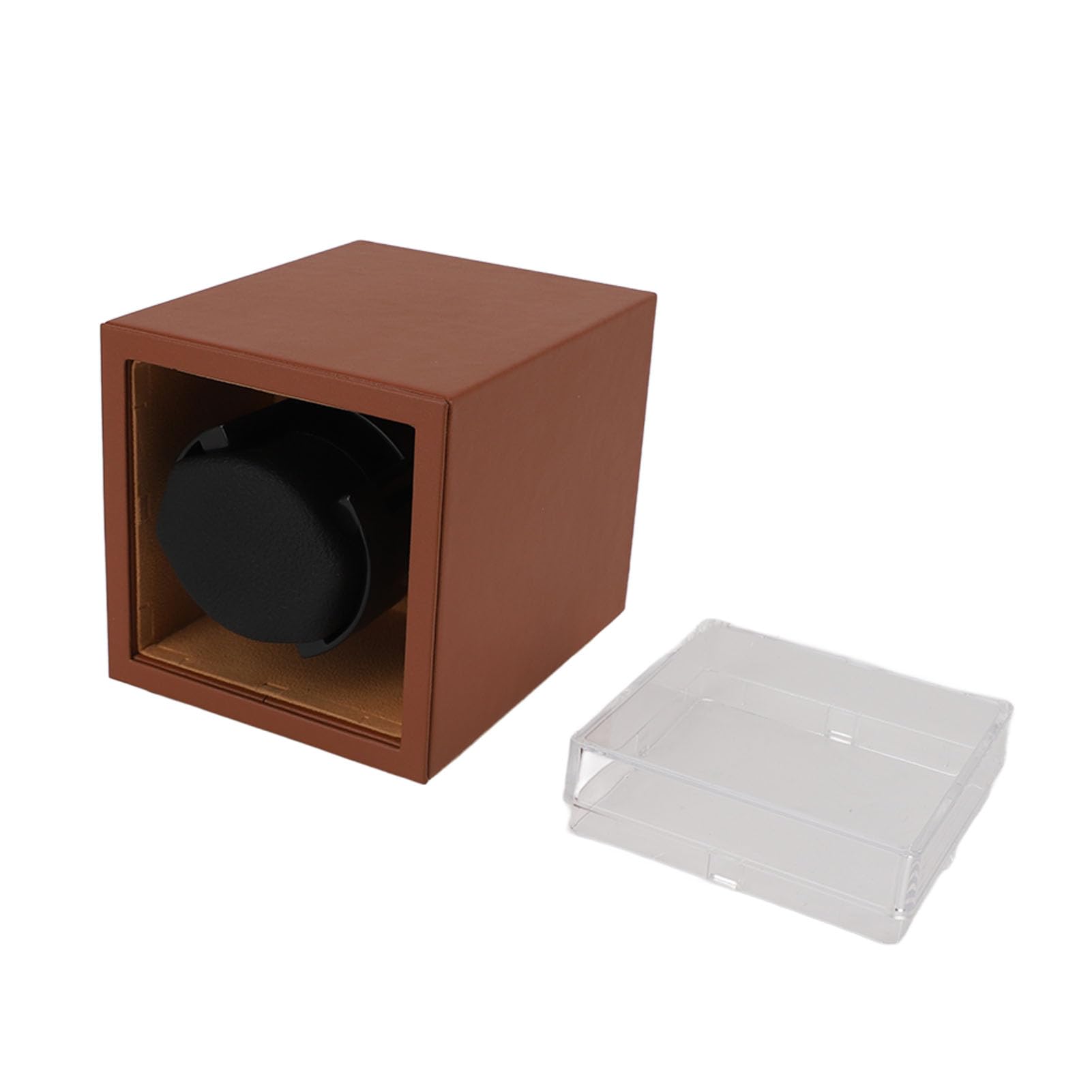 Remontoir automatique pour montre unique, boîte de remontoir pour montres automatiques, 5 modes de rotation avec lumière LED, alimenté par USB et batterie, boîte de rangement (Brun)