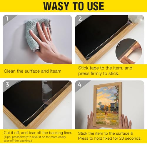 Image of Lyrovo Double Sided Tape Heavy Duty 1MM Thick 4 Meter Long, Transparent Adhesive Mounting Tape for Wall, Car Dashboard, Kitchen & Bathroom, Waterproof Reusable No Drilling Tape