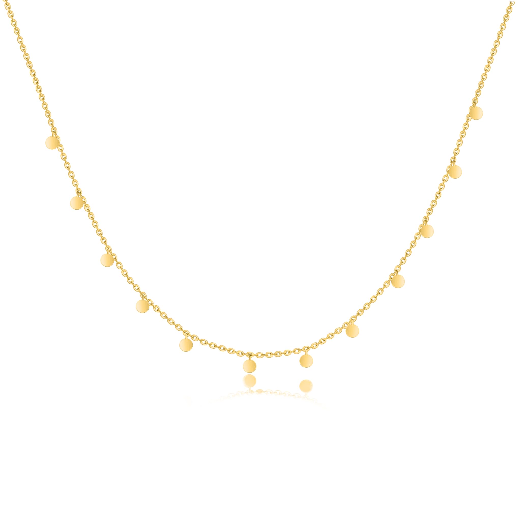 MARLION JEWELS Collar de Plata de Ley 925 con Círculos Planos muy Pequeños para Mujer. Colgante acabado en Plata o Baño Oro 18K. Perfecto para Regalo de Cumpleaños y Día de la Madre. Joyas para mujer.