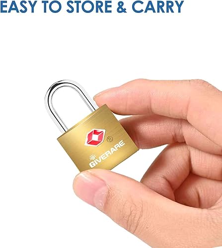 Miniatura 3 de Paquete de 4 cerraduras de equipaje de viaje aprobadas por la TSA con llaves, candado de latón macizo con llave de cobre, cerraduras pequeñas para