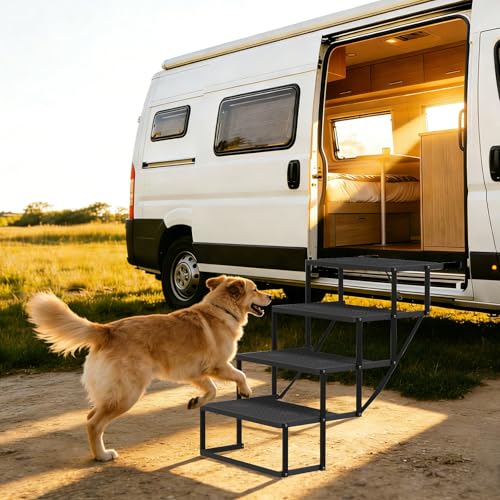 Dog Steps for Car, Truck, SUV, Dog Stairs for Car with Upgraded Non-Slip Surface, Foldable Dog Ramp for Car, Pet Stairs for Large Dogs, 4 Steps - Thumbnail 7