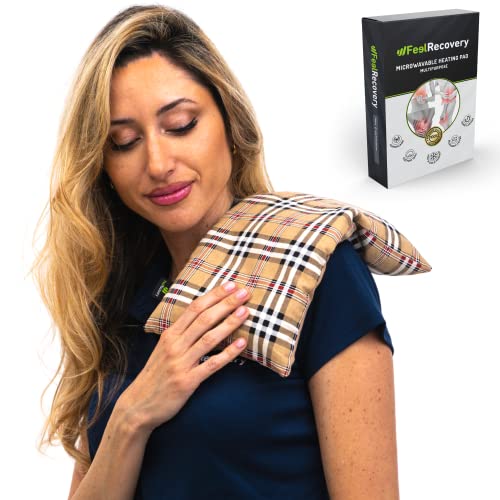 Körnerkissen für Mikrowelle - Wärmekissen Nacken, Rücken und Schulter (35x18 cm) - Leinsamenkissen mit Waschbarem Bezug, 100% Baumwolle und Lavendelduft - Wärme-Kältetherapie (Oxford) Cover