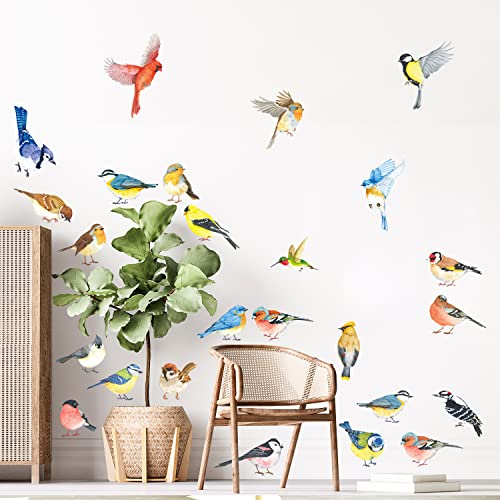 DECOWALL DS-8063 25 Little Birds Wall Art Stickers Colourful Flying Bird Wall Decals Removable Home Garden Decor Window Poster Bedroom Kitchen Living Room - Image 2