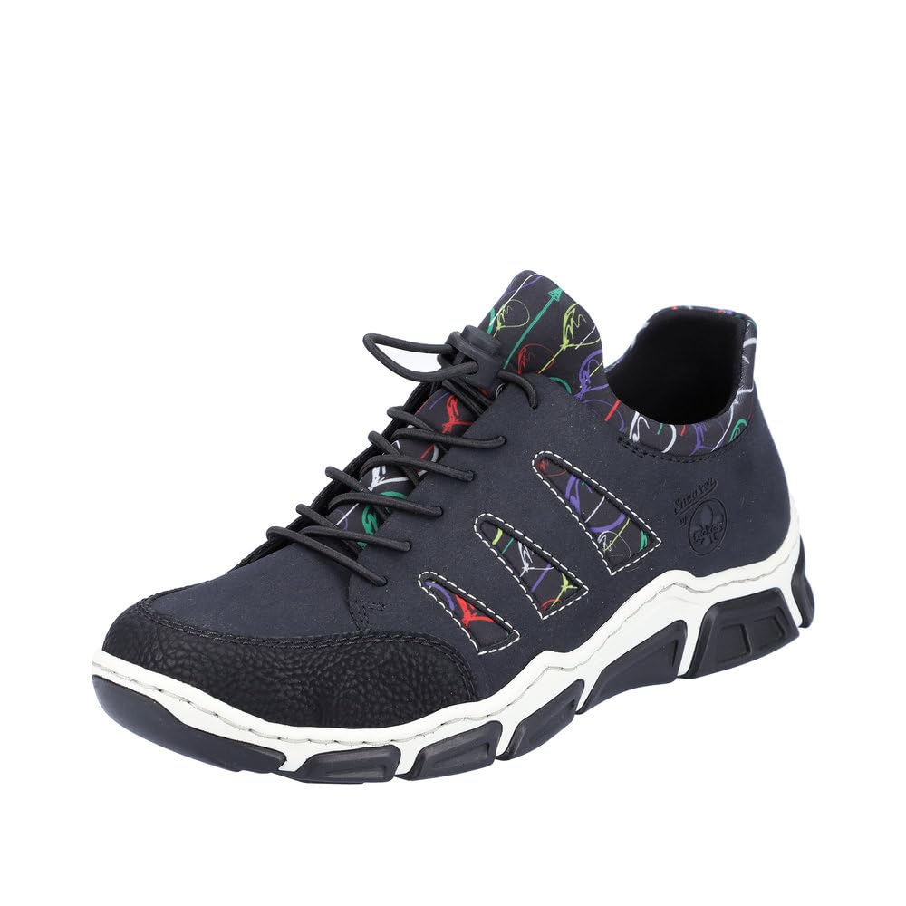 Rieker Women's Comfortable Shoes, L0636, Women's lace-up Shoes, Loose Insole, Blue, 3.5 UK
