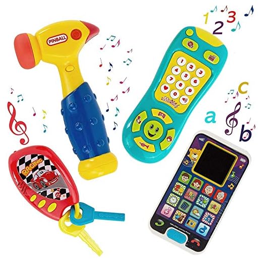 My First Baby - Learning Music Playset Bundle Smartphone with Car Keys Remote TV Control and Hammer - Pretend N Play with Storage Bag