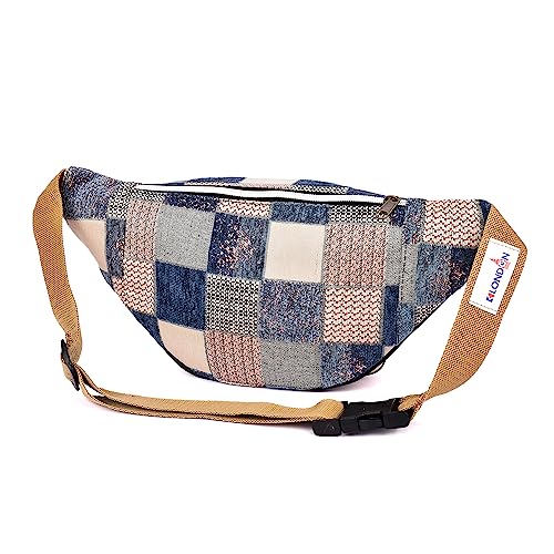 Image of K London Stylish Canvas Multi Colored Ethnic Design Waist Pack Waist Pouch Travel Pouch Passport Holder Waist Bag with Adjustable Strap(11702 Multi)