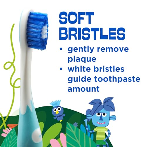 Image of GUM Monsterz Jr Kids Toothbrush, Soft Bristles with Suction Cup Base, Ages 5+, 2 Count (Pack of 6)